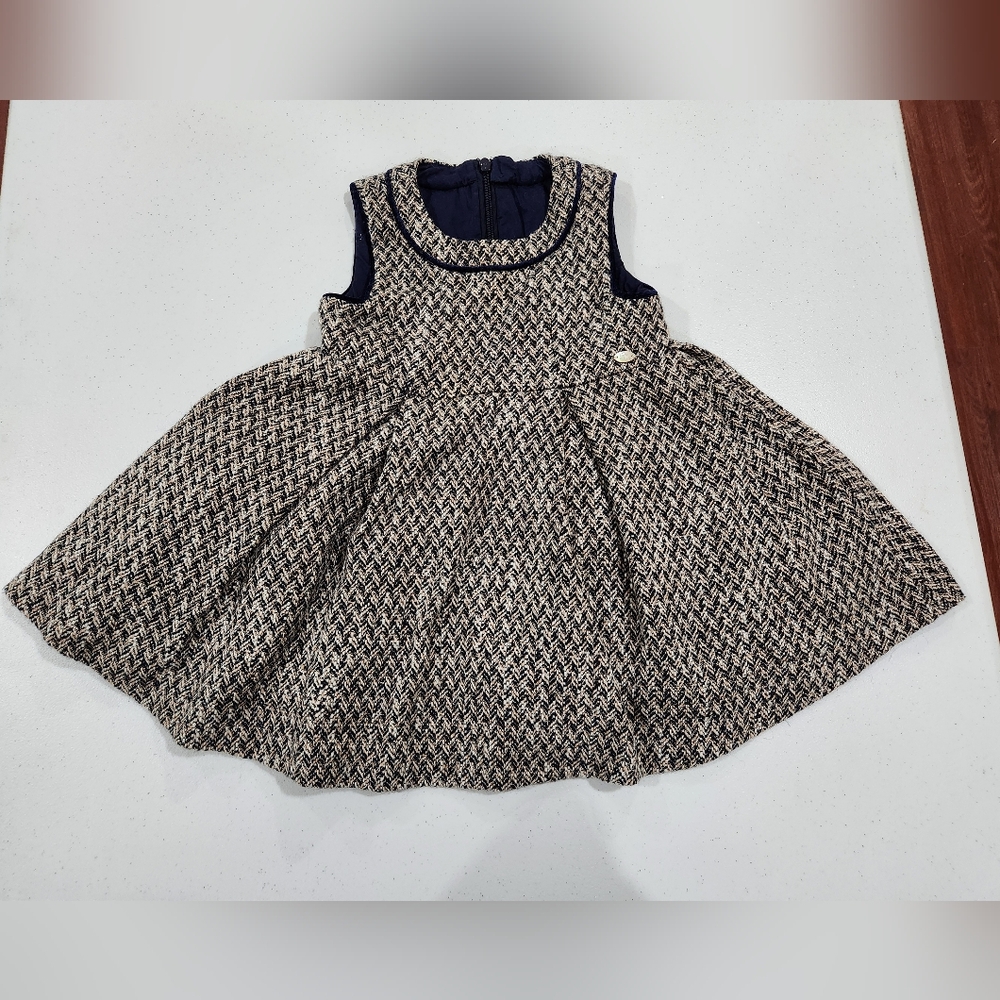 Tartine et chocolat Woll Tweed A Line Girls Baby Dress Sleeveless